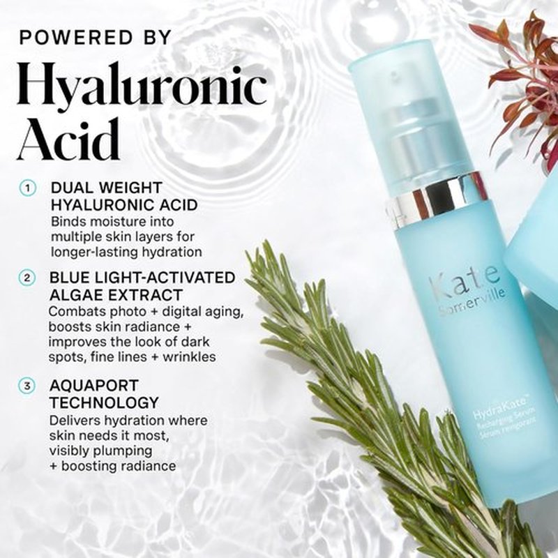 Kate Somerville HydraKate Recharging Hydration Serum - Skin-Quenching Dual-Weight Formula with Hyaluronic Acid, 1 Fl Oz