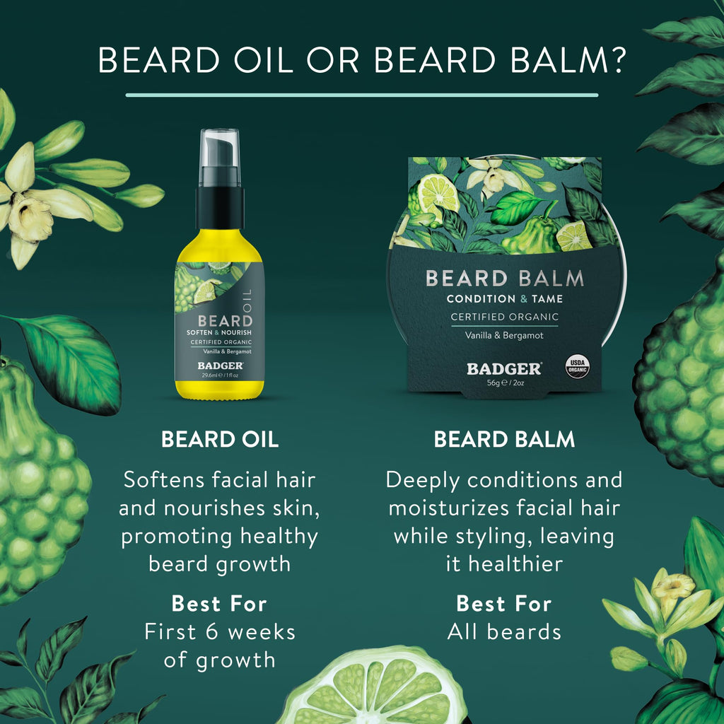 Badger - Organic Leave-In Beard Conditioner, Facial Hair Styling Balm, Non-Greasy Moisturizer and Treatment for Beards and Mustaches - 2 oz, 2 Pack