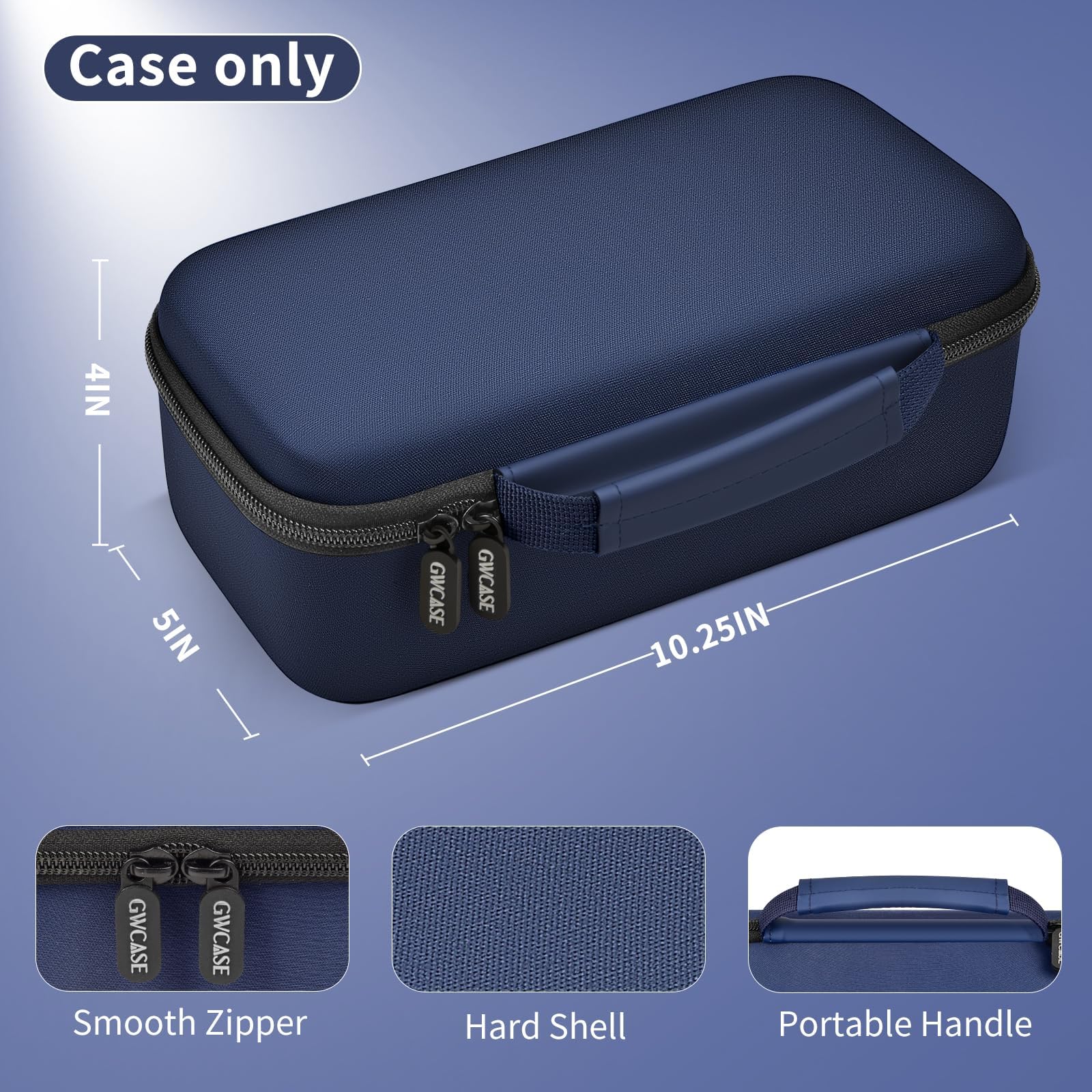 GWCASE Travel Steamer and Iron Carrying Case, Fits for DRFLASH/for Nesugar and Most Portable 2-in-1 Models Up to 10"x4"x2.75", Mesh Pocket for Accessories, Home & Travel Use (Blue-Case Only)