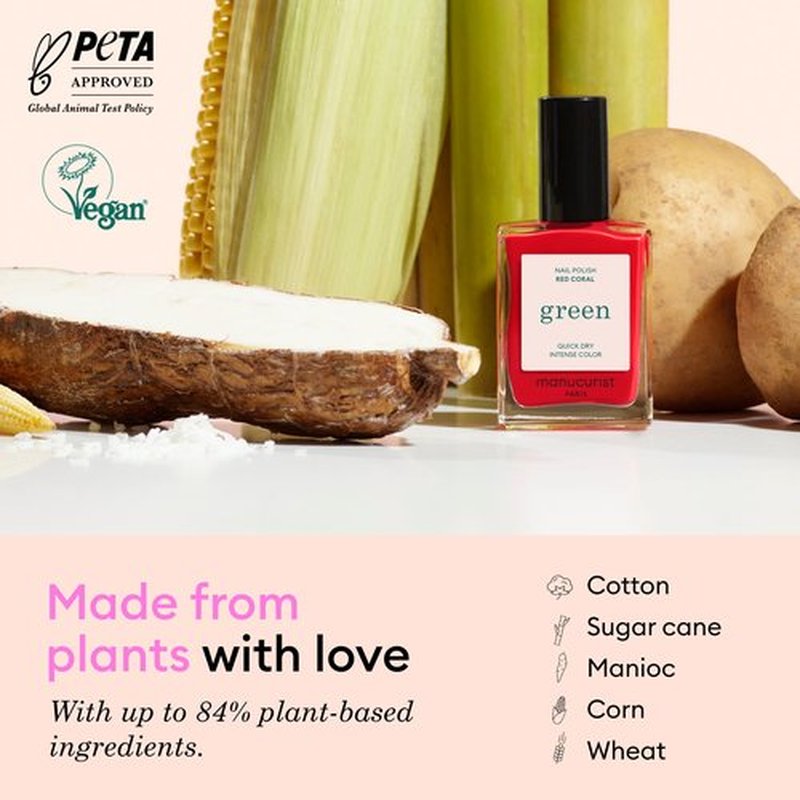 Manucurist Green Quick Dry Nail Polish Milky White - Sheer White Nail Polish - 9-Free, Plant-Based and Vegan - Non Toxic - Natural Classic - Nails Care - Manicure - Made in France - 0.5 fl oz