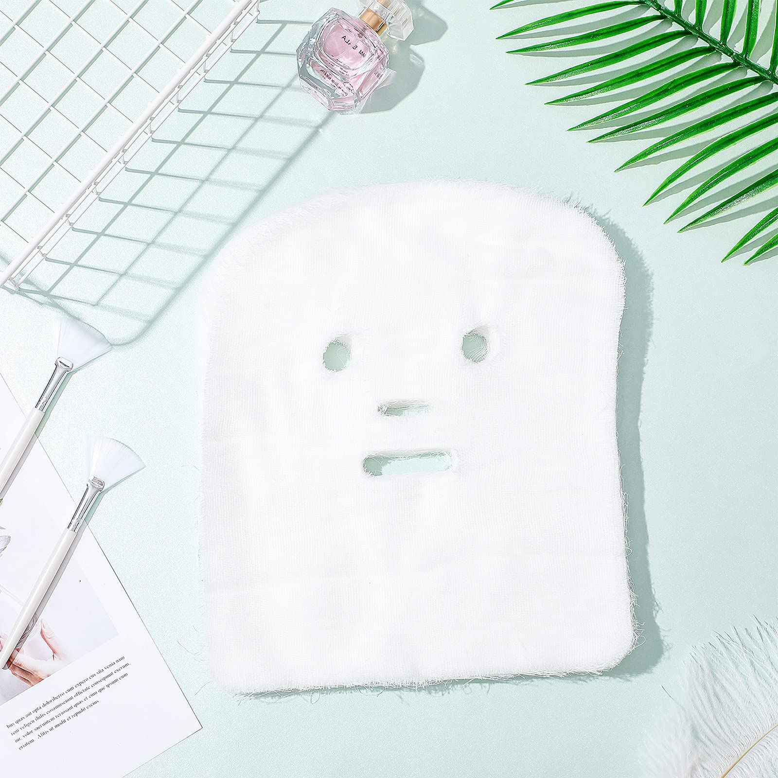 Maitys 150 Pieces Pre-cut Gauze Facial Cotton Beauty Face Pads Gauze Skin Care High Frequency for Facial Spa(10 x 12 Inch,Rectangle Face Style)
