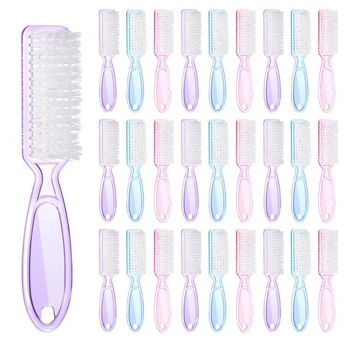 30 PCS Nail Scrubber Brush, Handle Grip Nail Brushes for Cleaning Fingernails Toenails, Finger Nail Brush Set for Cuticle Manicure Pedicure, Women Men Home Salon