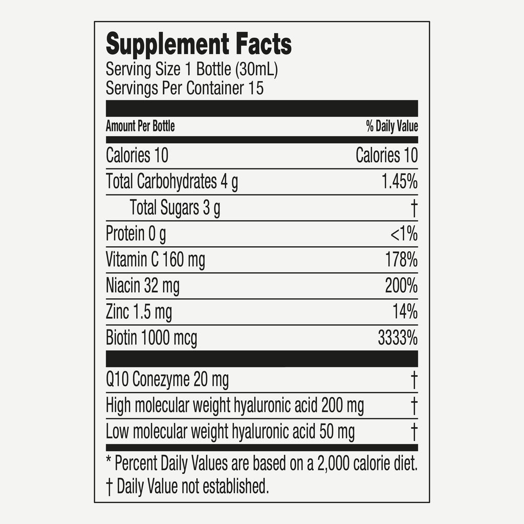 PRIMABIOTIC Hyaluronic Acid 250mg - Mango Flavor - Vegan, Deep Hydration, Anti-Aging and Skin Elasticity Support - Beauty Drink - Pack of 30 x 1 fl oz (30 mL) Bottles