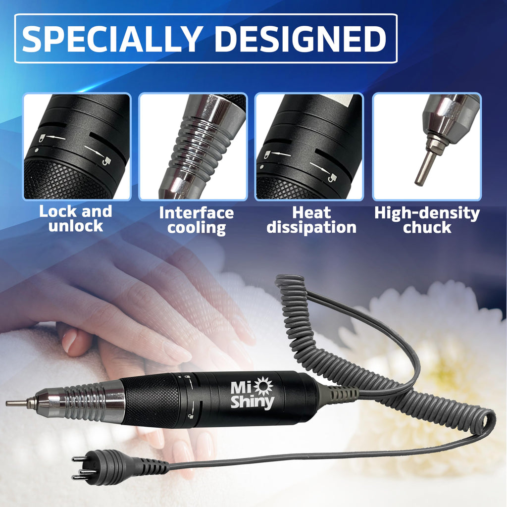 MiShiny 30.000RPM Professional Nail Drill Machine - Hand Drill for Nails - Replacement Nail Drill Handpiece Compatible with KUPA KP55, KP60, KP5000, UP-200 (Black)