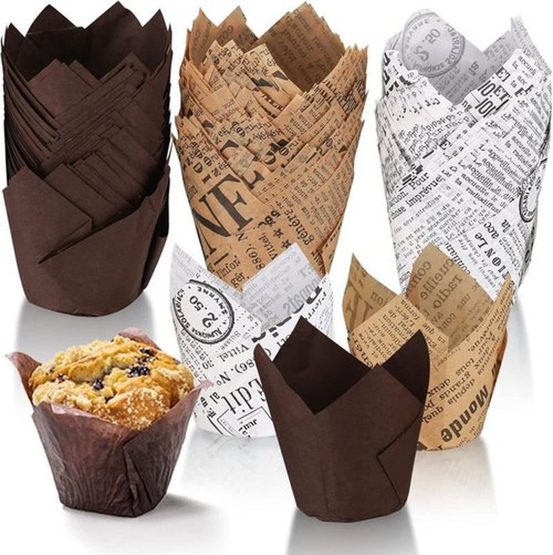 Regine Switzerland Tulip Cupcake Liners - 150 Pcs Greaseproof Baking Cups for Weddings & Parties