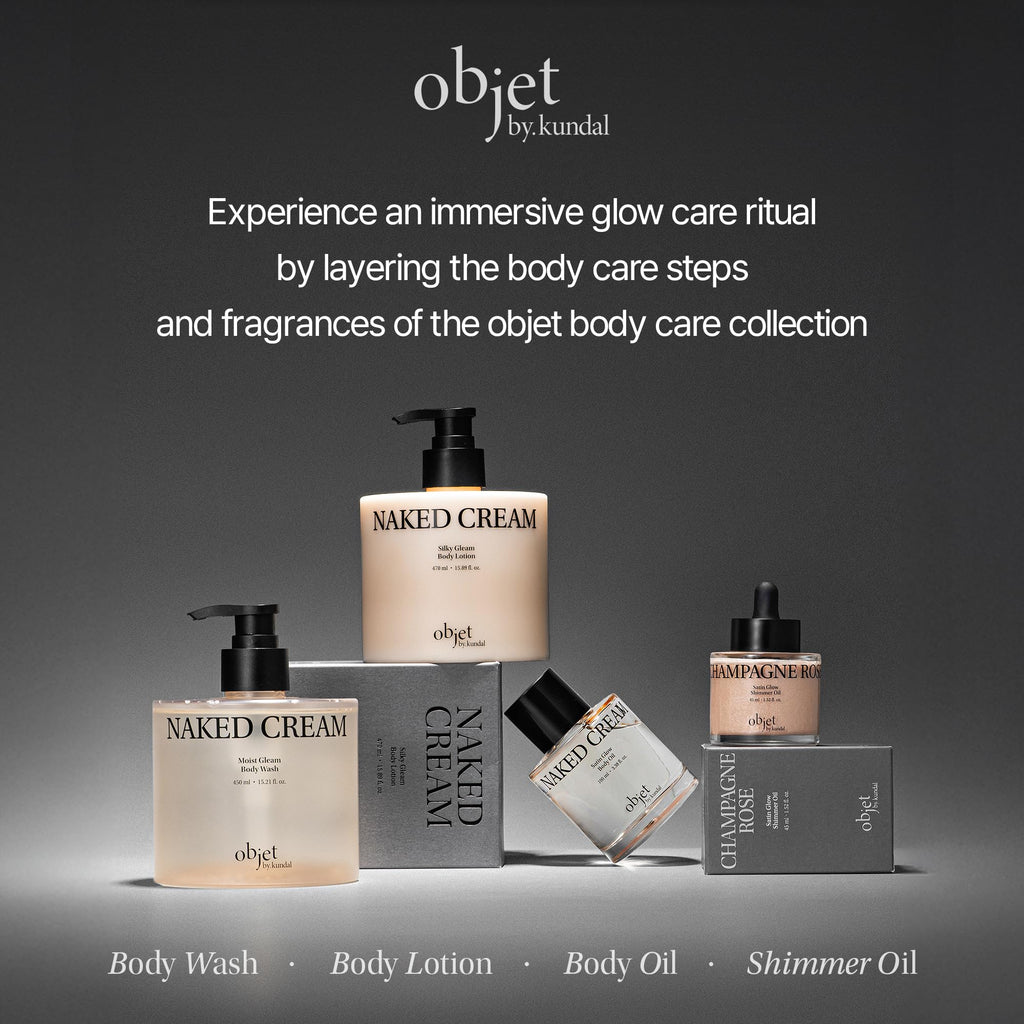 objet by KUNDAL Satin Glow K Beauty Body Oil, Naked Cream, 3.38 Fl Oz - For All Skin Types, 11 Peptides, Vitamin C & E, & Succinic Acid - Lightweight Body Oil - Korean Beauty