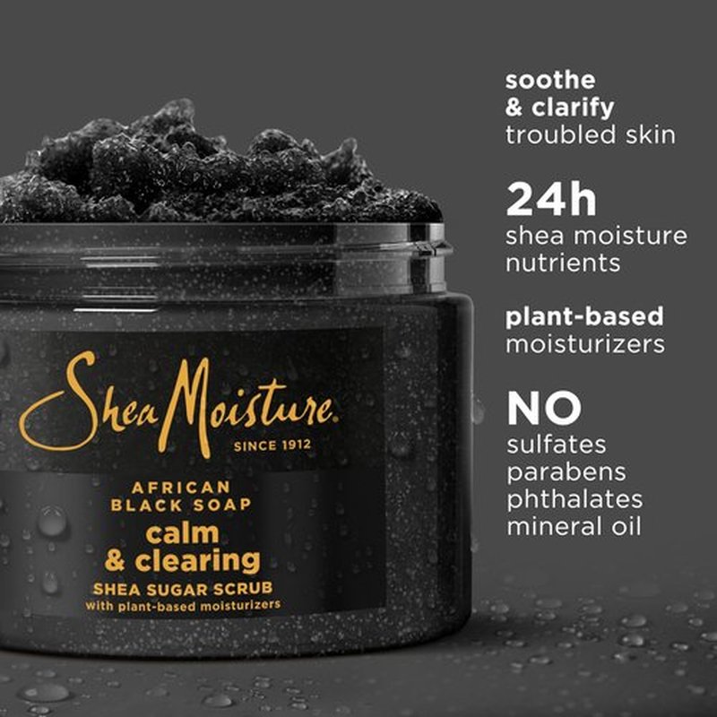 SheaMoisture Sugar Body Scrub African Black Soap for healthy, glowing skin African black soap with 24h shea moisture nutrients 12 oz