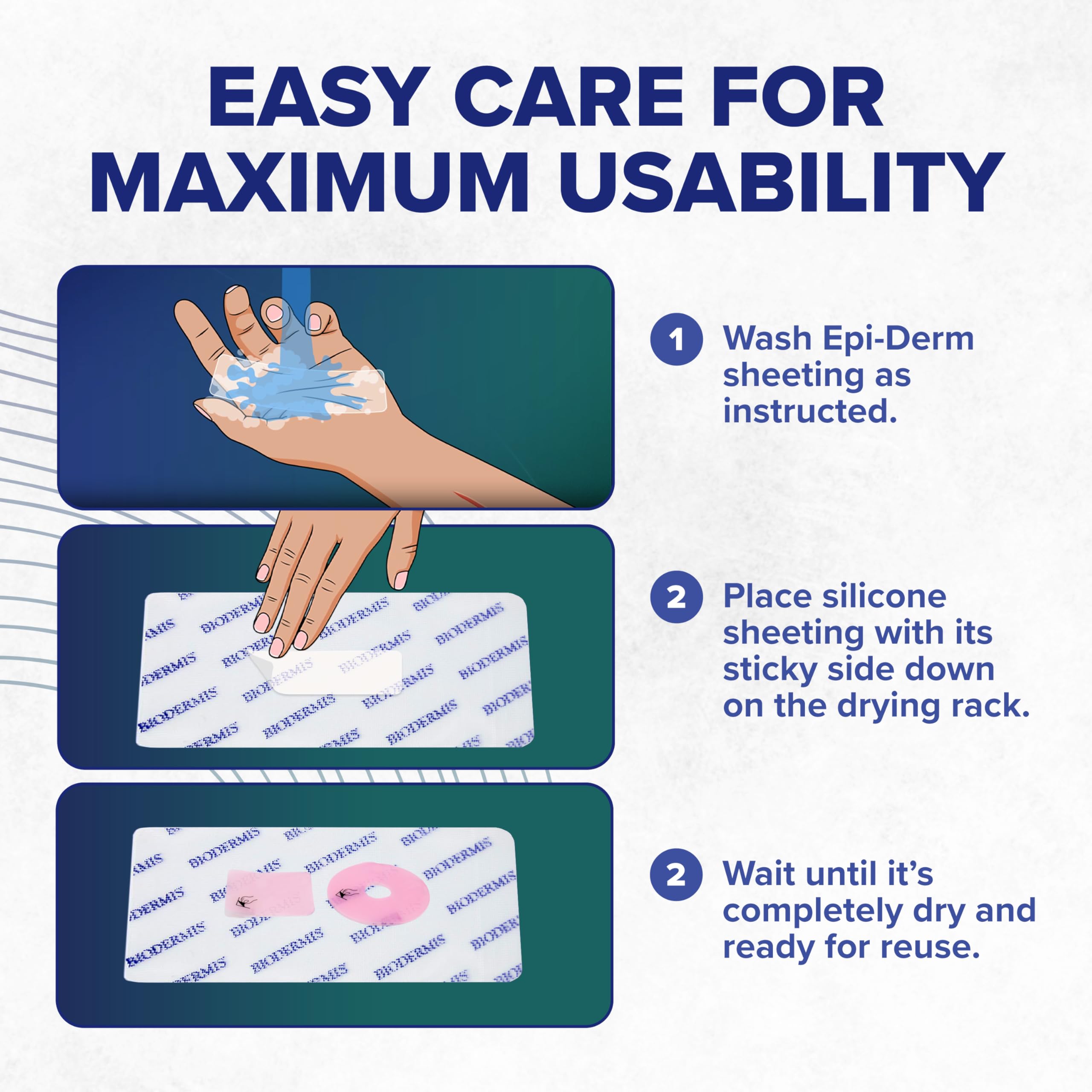 Epiderm Drying Rack - Extends the Life of Silicone Scar Sheets - Promotes Quick & Hygienic Drying & Proper Storage - Prevents Sticking, Durable & Non-Adhesive - Fits Most Silicone Sheeting - 6"x13"