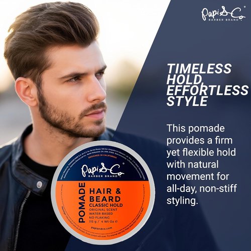 PAPI & CO. Men's Water-Based Pomade - Versatile, No Residue, Classic Hold - 115g