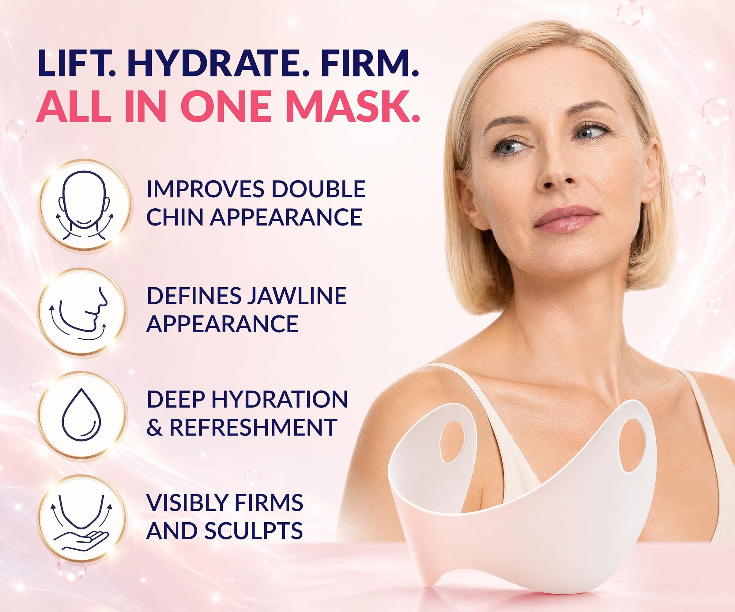 Stylia V Line Lifting Collagen Mask - Lift, Firm & Contour Jawline - Tightening Double Chin Strap with Hyaluronic Acid & Aloe - Neck Tightening and Lifting Mask - Jawline Shaper Face Lift Tape (7PC)