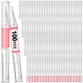 DupakSYS Nail Oil Pen 100Pcs 3ml Empty Cuticle Oil Pen Travel Transparent Twist Pens with Brush Tip for Nail Oil, Eyelash Growth Liquid Tube, Cosmetic Lip Gloss Container Applicators + 120pcs Label