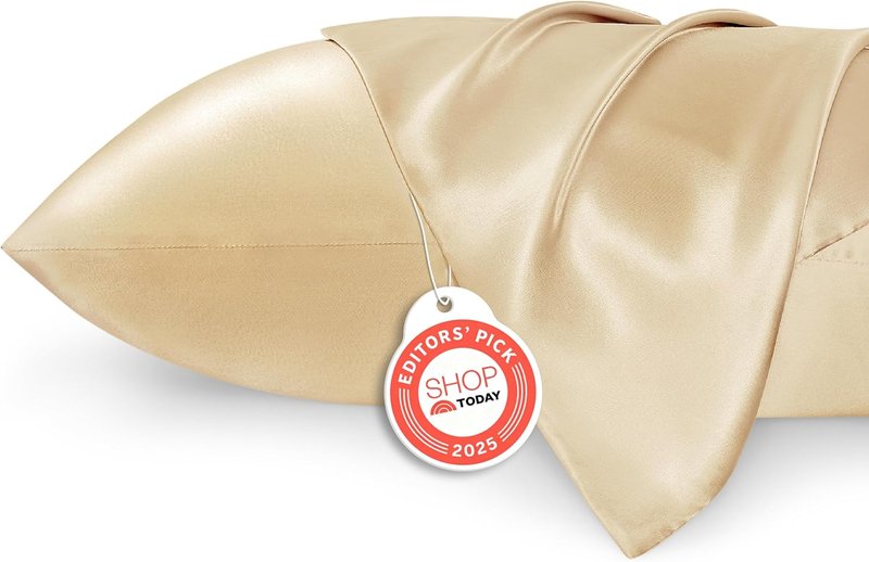 Bedsure King Size Satin Pillowcase Set - Champagne Gold Silky Pillow Cases for Hair & Skin | 20x36 Inches, 2-Pack