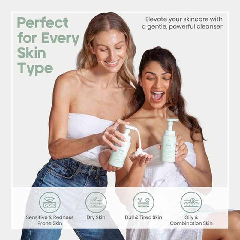IKI Kirei Foam Cleanser - Gentle Face Wash for Women with Aloe Vera & Cucumber Extract, Hydrating & Soothing, Dermatologically Tested, Suitable for Sensitive Skin, Paraben-Free