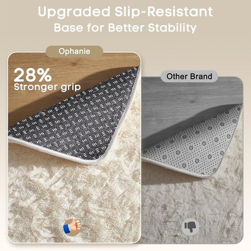 Ophanie Area Rugs - Large Ivory Shag Carpet for Living Room | Soft 9x12 Indoor Nursery Rug