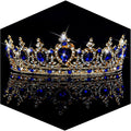 TOBATOBA Blue Crown and Tiaras for Women, Crystal Royal Queen Crown Rhinestone Princess Tiara, Blue Bridal Tiara Wedding Tiaras for Bride, Quinceanera Headpieces for Birthday Prom Pageant Cosplay