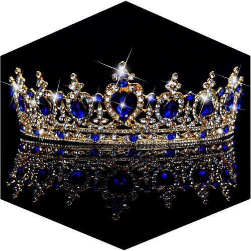 TOBATOBA Blue Crown and Tiaras for Women, Crystal Royal Queen Crown Rhinestone Princess Tiara, Blue Bridal Tiara Wedding Tiaras for Bride, Quinceanera Headpieces for Birthday Prom Pageant Cosplay