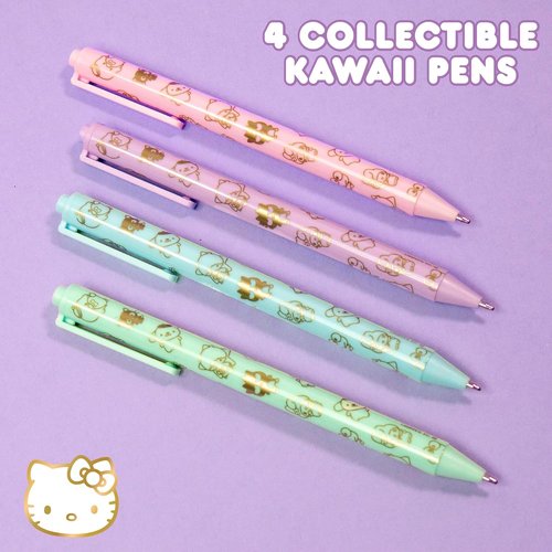 Hello Kitty & Friends 4-Piece Pen Set - My Melody & Kuromi | Cute School & Office Supplies