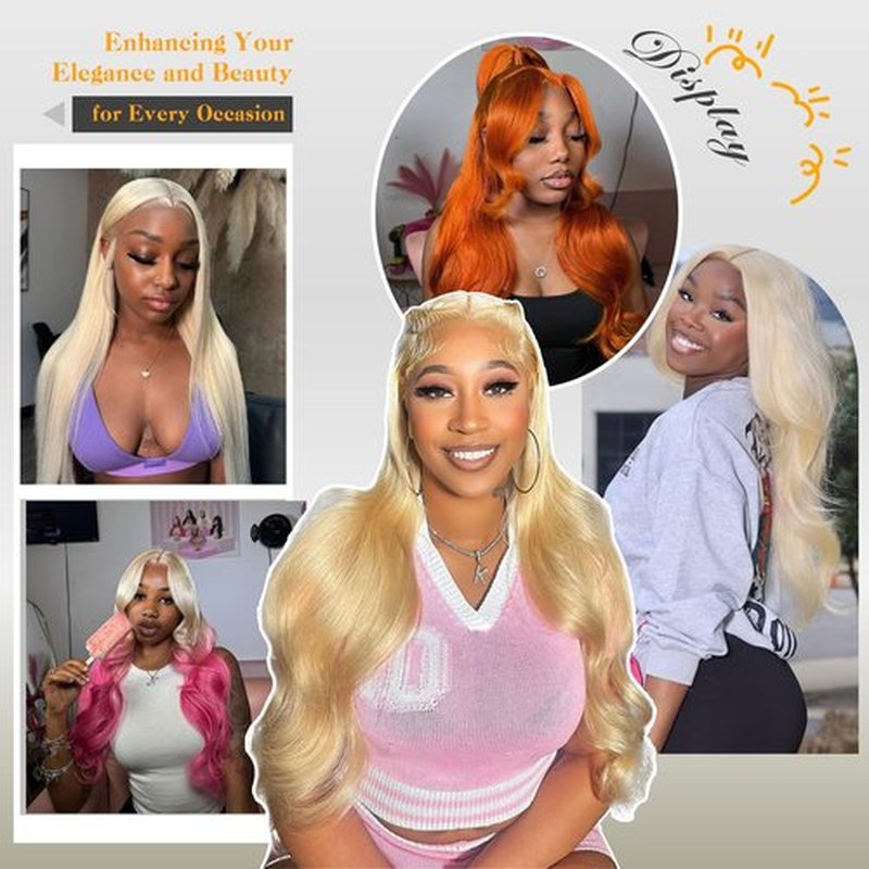 aallinine 613 Lace Front Wig Human Hair 200% Density Blonde Wig Human Hair Straight 30 Inch Blonde 613 13x4 HD Lace Front Wigs Human Hair Pre Plucked with Melted Hairline for Women