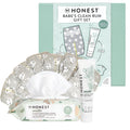 The Honest Company Babe's Clean Bum Gift Set, Diapering and Newborn Essentials 99% Water Wipes 60 ct Diaper Rash Cream 2.5 oz Conscious Diapers Size 1