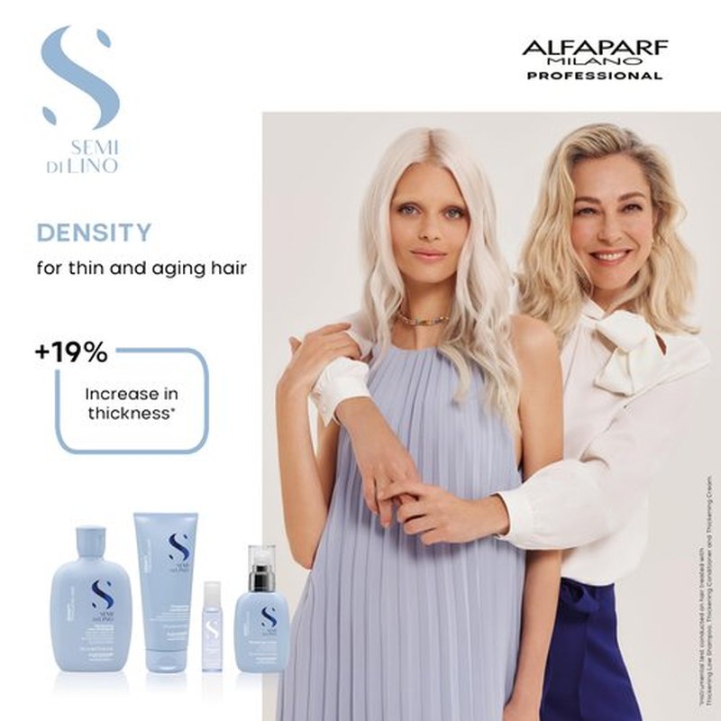 Alfaparf Milano Semi Di Lino Density Shampoo - Sulfate-Free Hair Thickening Formula - Gentle Cleanser with Filler Complex - Protects & Hydrates for Long-Lasting Color (33.8 Fl Oz)