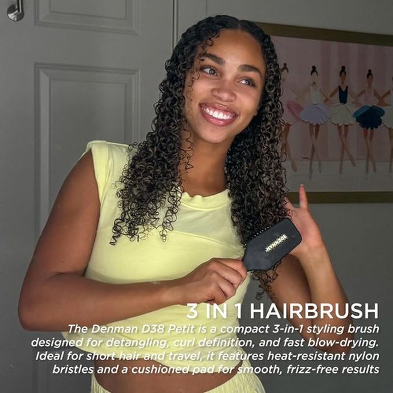 Denman Detangling Paddle Brush - Versatile Wet or Dry Hair Styler for Curly, Coily & Straight Hair
