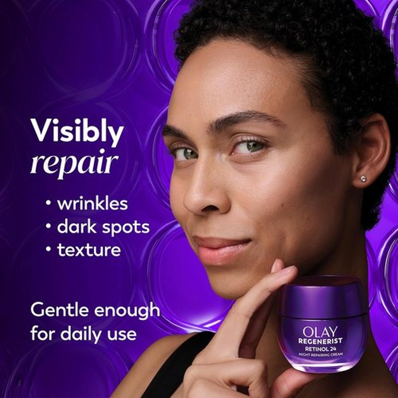 Olay Retinol Night Cream - Anti-Aging Face Moisturizer, Fragrance-Free, Hydrating - 1.7oz