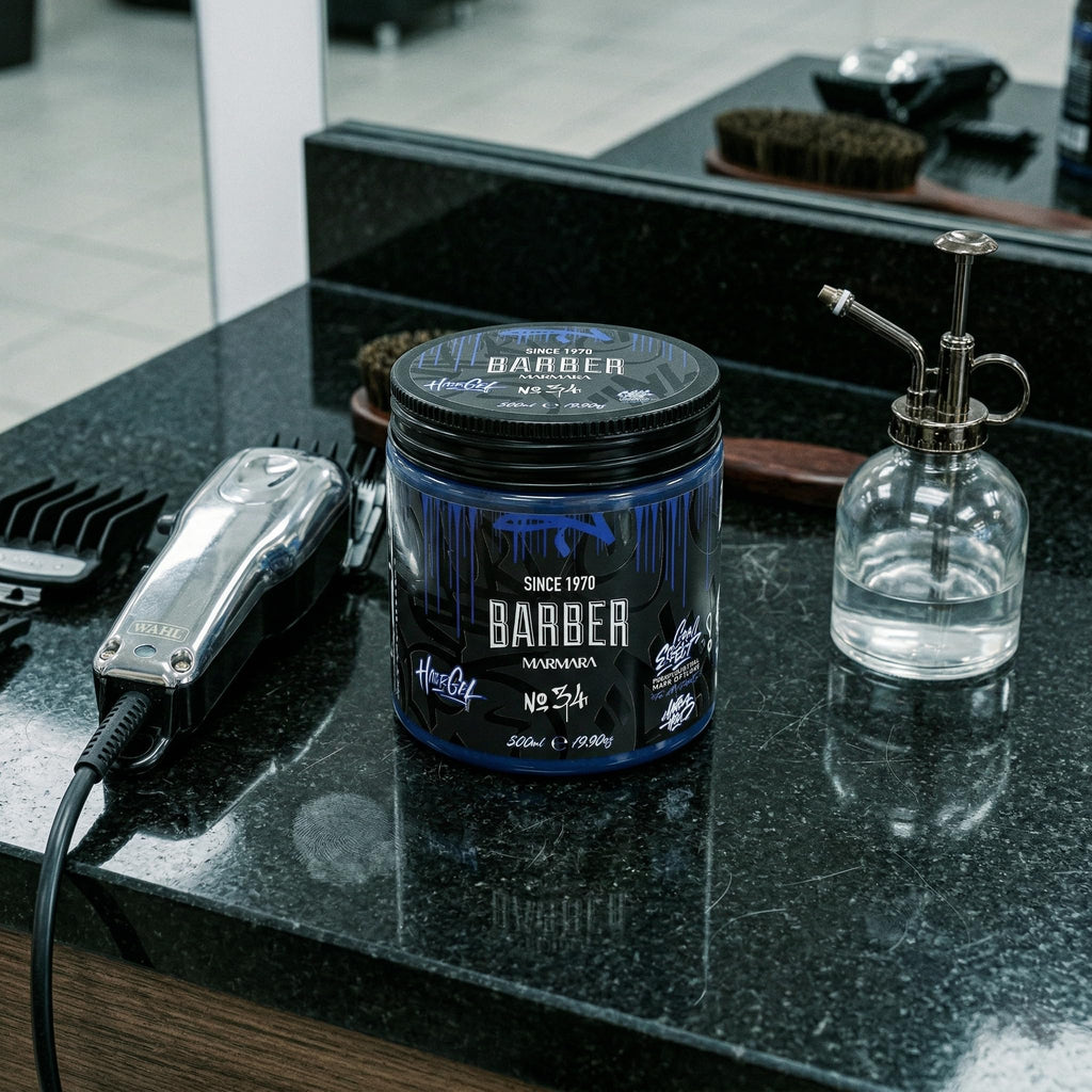 barber marmara No 34 Hair Styling Gel for Men Strong Hold, Long-Lasting Volume, No Residue, Style Wet Or Dry Masculine Fresh Barber Quality Finish 16.9 fl oz