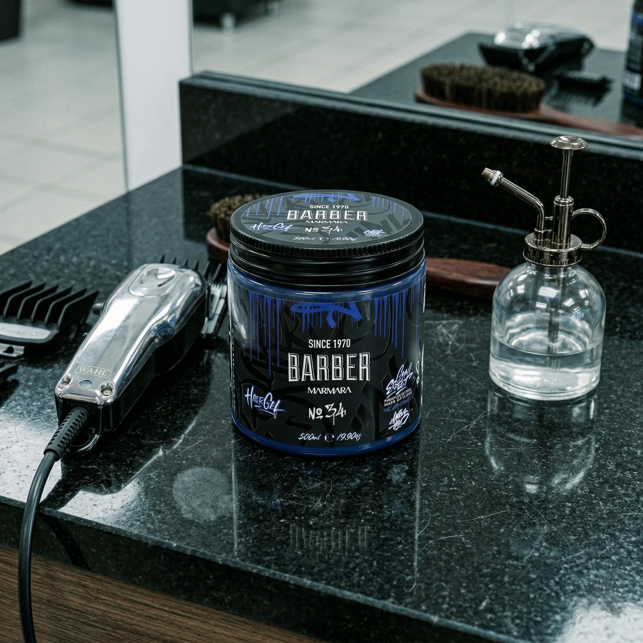 barber marmara No 34 Hair Styling Gel for Men Strong Hold, Long-Lasting Volume, No Residue, Style Wet Or Dry Masculine Fresh Barber Quality Finish 16.9 fl oz