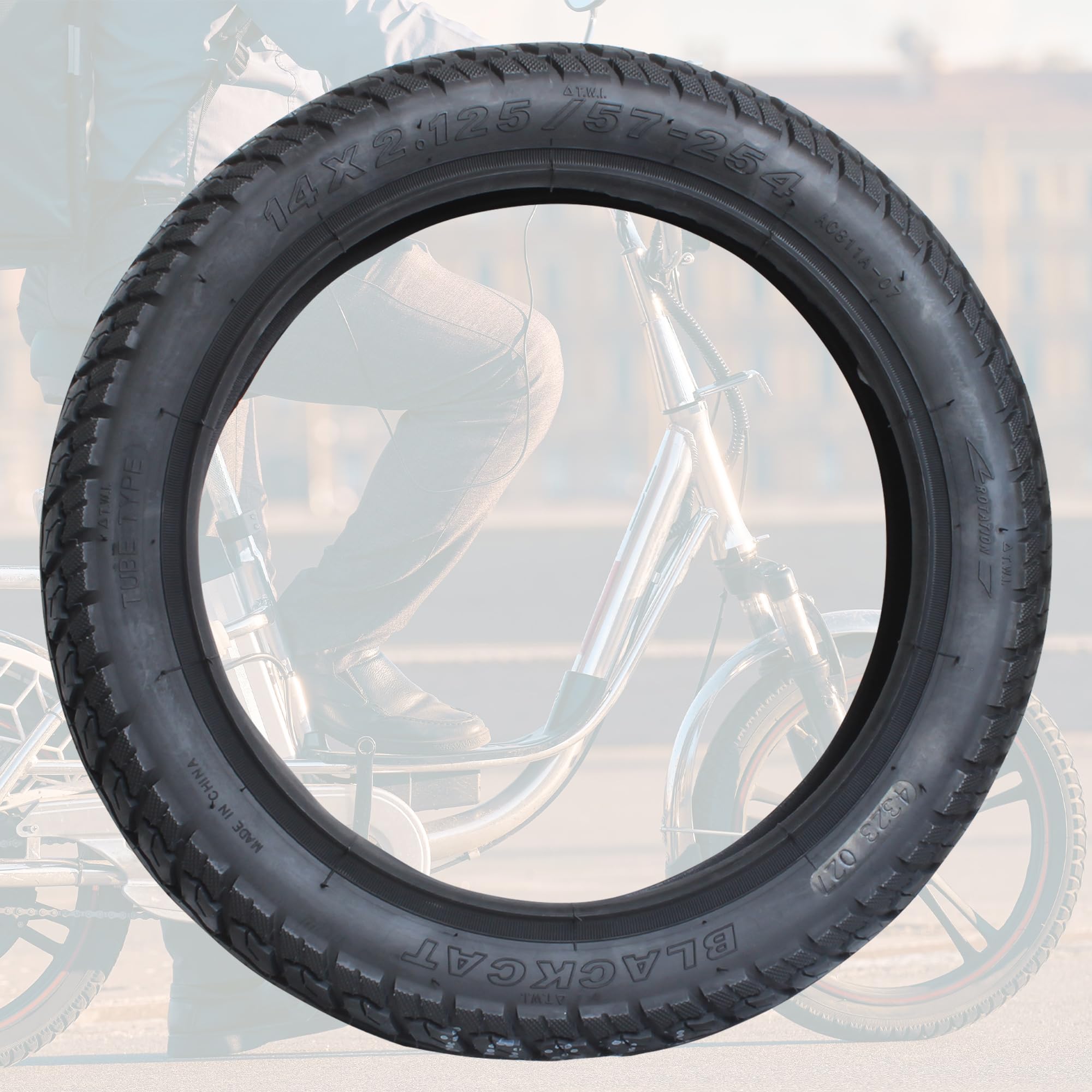 Libereco 2 Pack Electric Bike Tire 14x2.125(57-254 for 10" Rim) with 2 Bent Valve Tubes 3 Tire Levers Anti-Slip Folding E-Bike, Kids Bike Tire