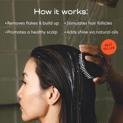Jupiter Scalp Exfoliator - Ergonomic Scalp Massager & Dandruff Comb - Black/White Design for All Hair Types
