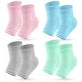 Senkary 4 Pairs Heel Moisturizing Socks Open Toe Socks Gel Heel Socks Cotton for Dry Cracked Feet Women Men (Pink, Turquoise, Blue, Grey)