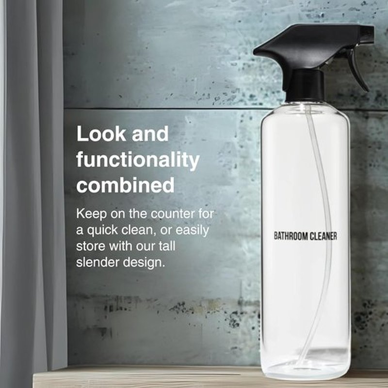 Public Goods Glass Spray Bottle - Refillable 24 Oz Cleaner | BPA-Free Borosilicate for Bathroom Use