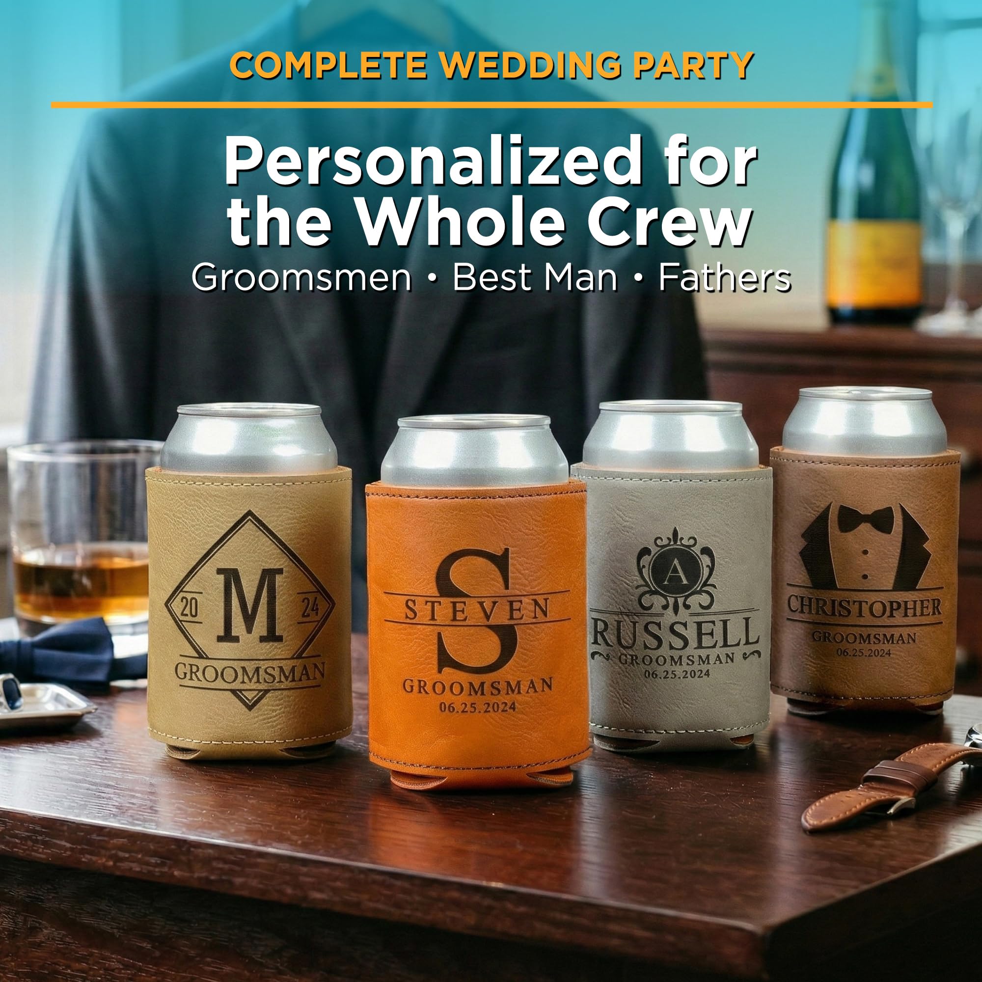 Personalized Groomsmen Gift Can Cooler - Custom Groomsman Gifts - Personalized Wedding Can Cooler - Can Sleeve Gifts - Beer Can Holder Wedding Favors