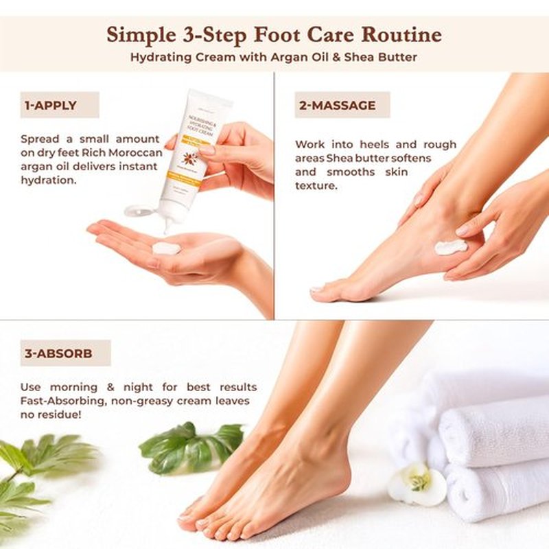 Regine Switzerland Foot Cream - Hydrating Moisturizer with Argan Oil & Shea Butter for Dry Cracked Heels | Fast-Absorbing, Non-Sticky Care