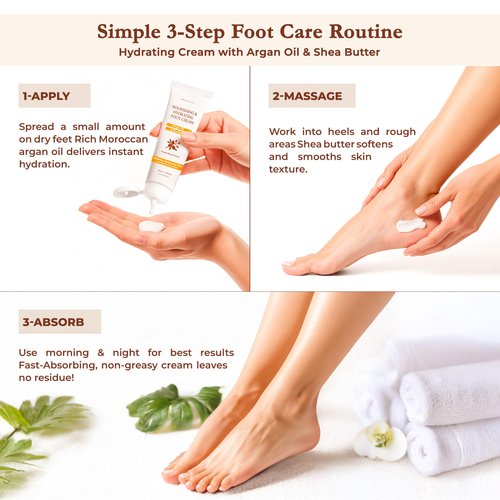 Argaviva Foot Cream for Dry Cracked Heels and Feet Moisturizer with Argan Oil, Shea Butter & Vitamin E – Hydrating Foot Lotion for Dry Cracked Feet for Women – Smooth, Fast-Absorbing, Non-Sticky Care