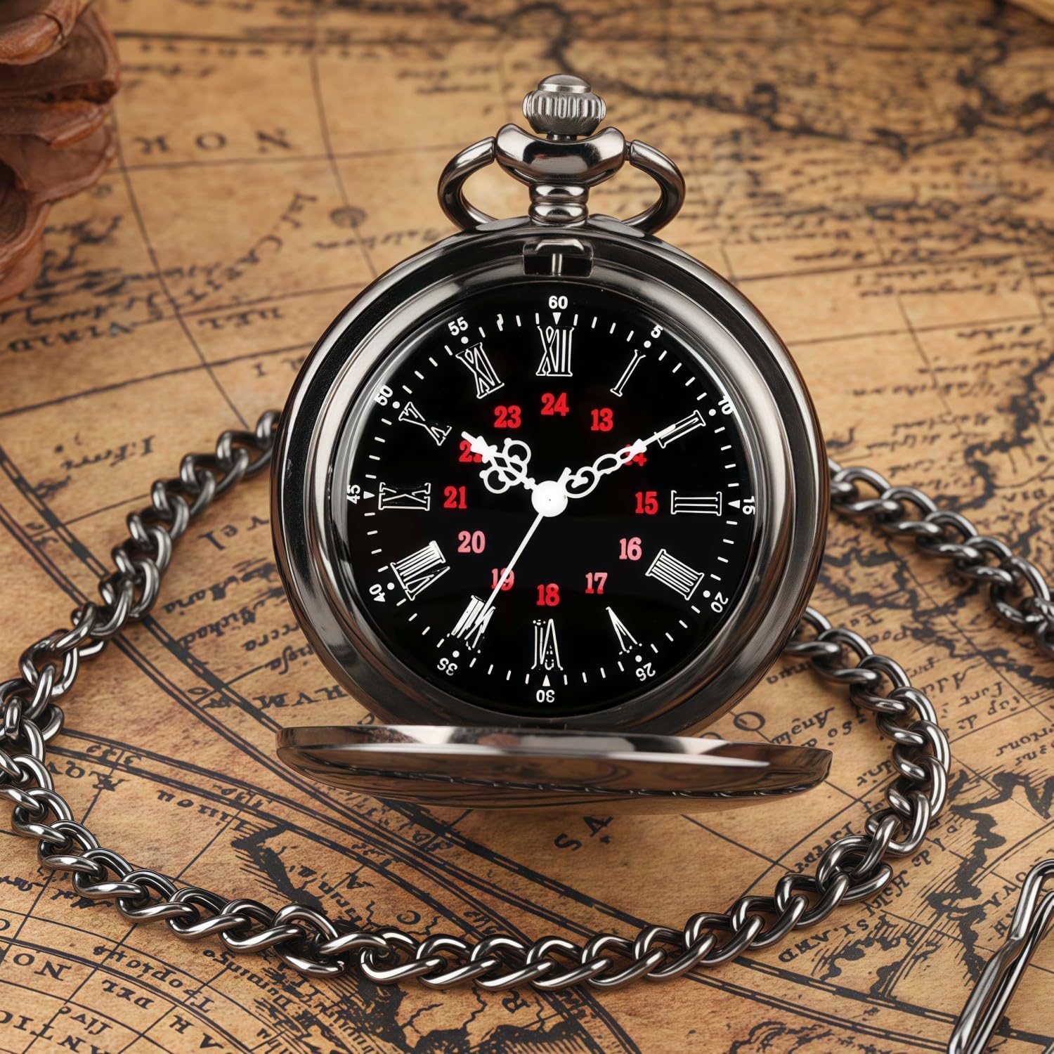 Afcrho Groomsmen Gifts Set of 4 Wedding Engraved Pocket Watch Best Man Roman Numerals Quartz Pocket Watch Wedding with Chain