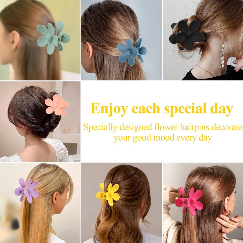vivinin Flower Claw Clip 10 PCS Claw Clips, Hair Clips for Women Non Slip for Thick Hair Women Girls Gifts, 10 Colors
