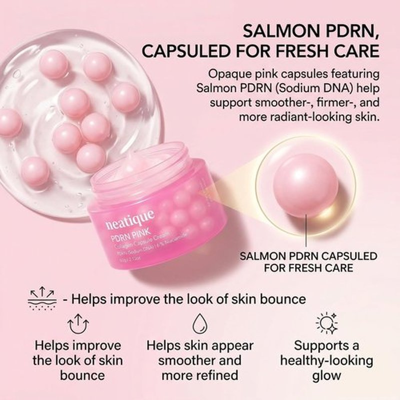 PDRN Capsule Cream - Firming & Hydrating Face Moisturizer with 6% Niacinamide | 2.13 oz Pink Cream for Plump, Smooth Skin