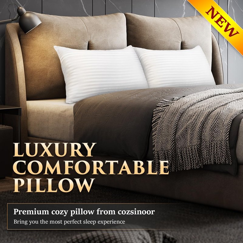 COZSINOOR Queen Size Bed Pillows for Sleeping - Hotel Quality Cooling Microfiber Set of 2 | Skin-Friendly Comfort