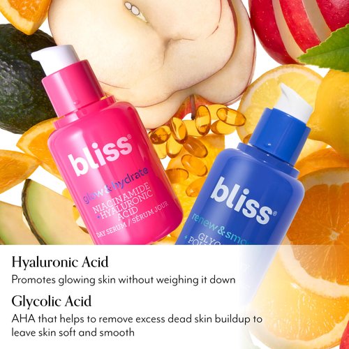 Bliss Brighten & Renew Serum Duo | Vitamin C & Glycolic Acid Serums | Anti-Aging and Brightening Face Serums Duo for Bright, Smooth & Firm Skin