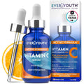 Vitamin C Serum for Face, Stem Cells, Niacinamide, Hyaluronic Acid & Vitamin E – Anti-Aging Retinol Facial Serum with Glycolic Acid & Retinal for Brightening, Hydrating & Firming Skin – Made in USA