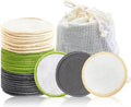 Skiennix Reusable Makeup Remover Pads - 30 Soft Bamboo Cotton Rounds with Washable Mesh Bag