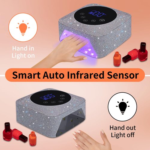 Kikugu Cordless UV LED Nail Lamp,72W Rechargeable UV Light for Gel Nails with 5 Timer Setting Quick Dry Curing Lamp with Display Auto Sensor for Salon & Home(AB Diamond)