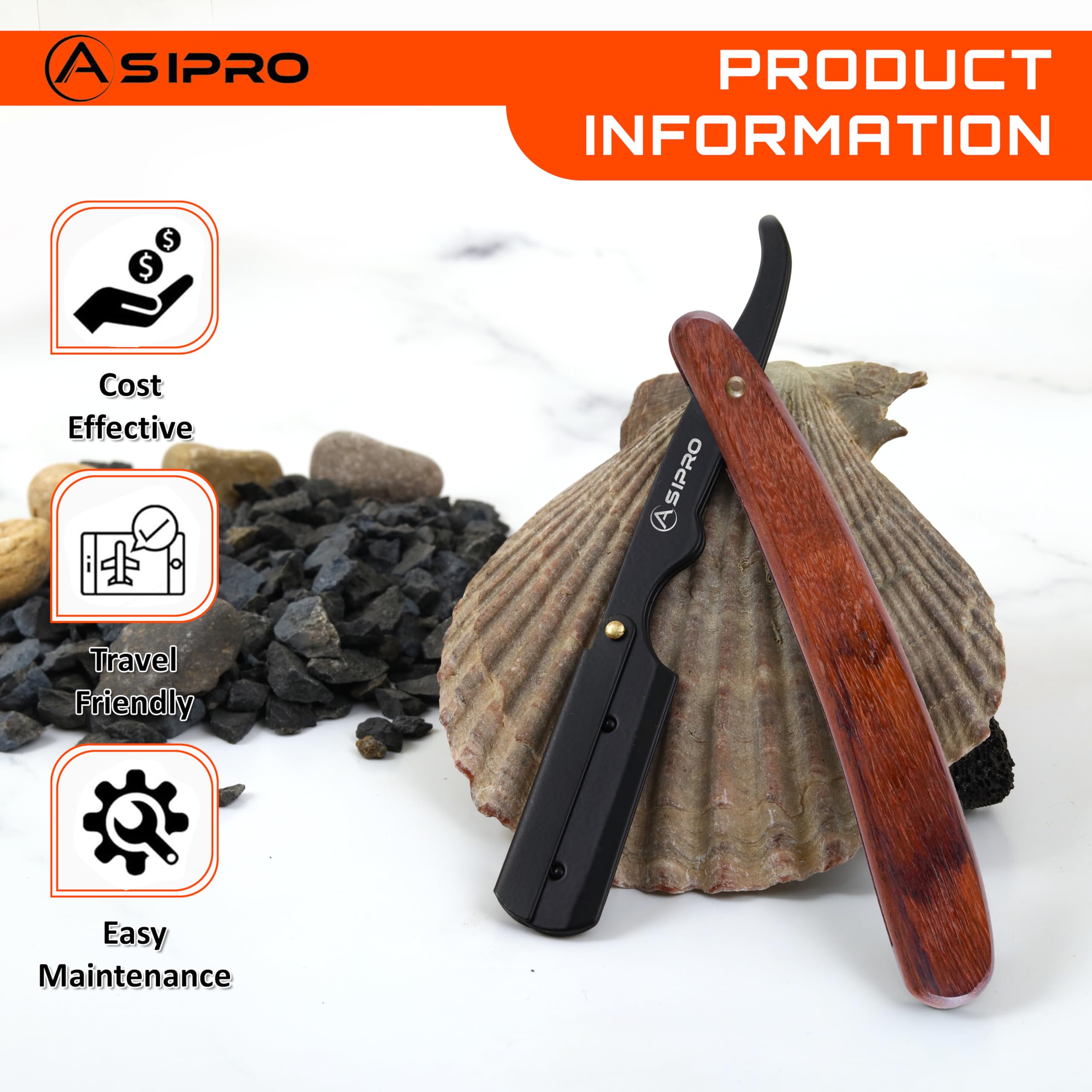 ASIPRO Straight Razors for Men with 20 Straight Edge Razor Blade & Case, Mens Straight Razor for Shaving Navajas Para Barbero Barber Razors for Mens, Straight Razors for Men Kit Beard Razor