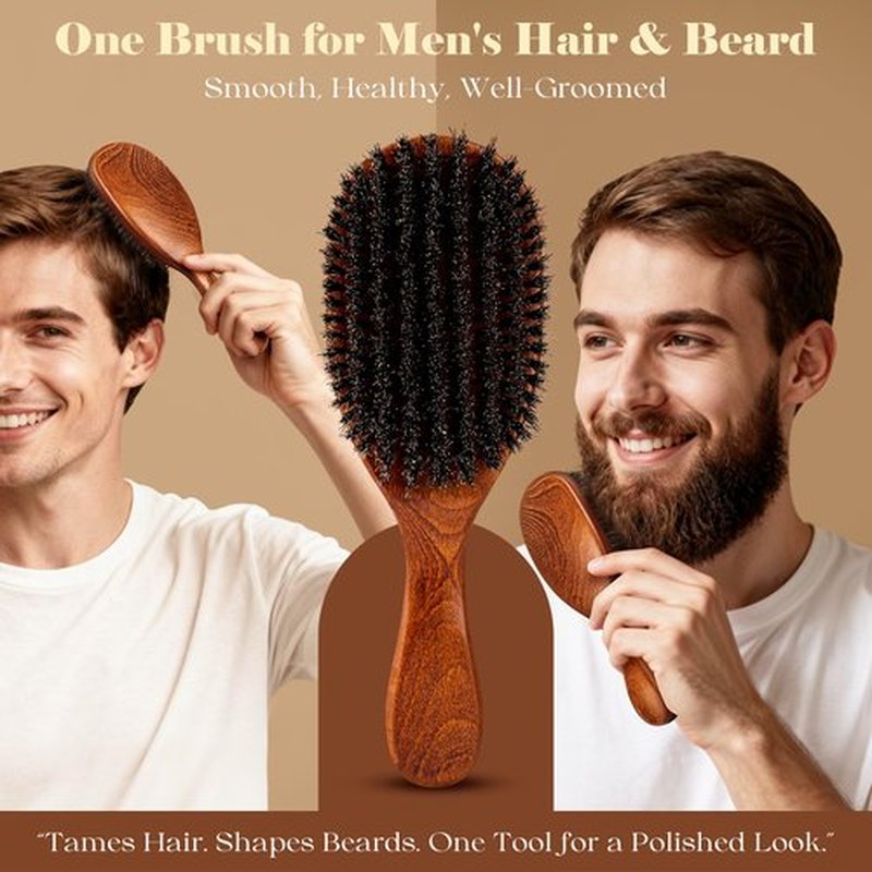 Boar Bristle Hair Brush Since 1965 British Craftsmanship, Handmade Natural Wooden Slick Back Hairbrush/Beard Brush, Pure Soft Bristles Gentle Detangling Women Men Kids Thin Fine Hair, Smooth & Shine