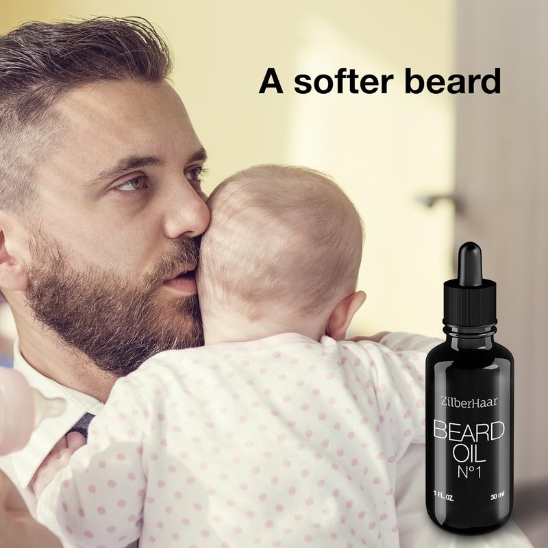ZilberHaar Beard Oil №1 - Organic Moroccan Argan & Jojoba Oil for Hydration & Growth - 1 oz | Free Beard Comb Included