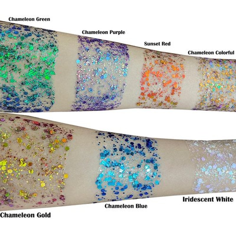 MEICOLY Chameleon Iridescent White Body Glitter,Holographic Face Glitter Paint Ice Themed Aerial Performance,Self-Adhesive Color Changing Mermaid Face Glitter,Opal Glitter for Hair,Festival Party