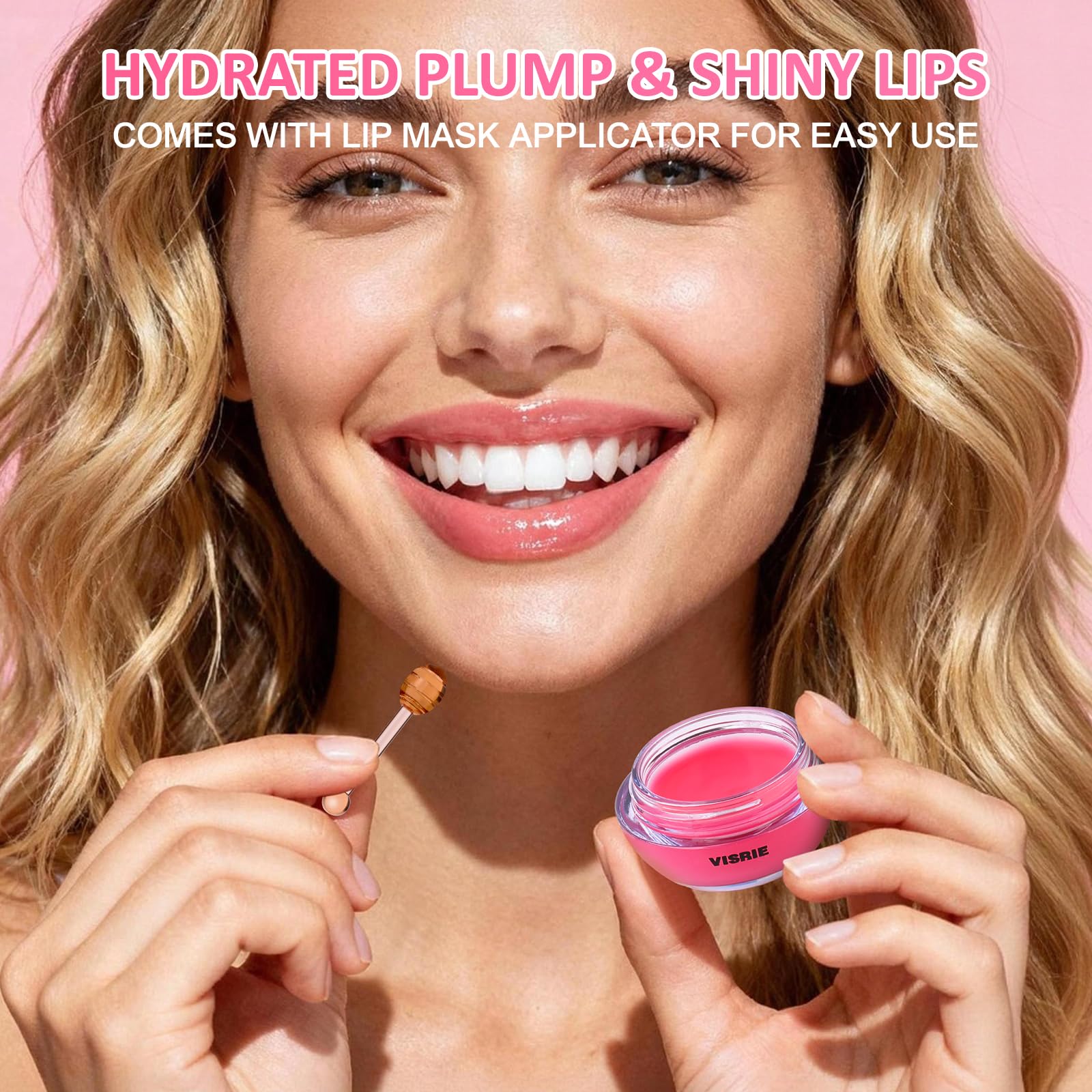 VISRIE 12 PCS Bee Lip Balm Honey Pot, Overnight Sleeping Lip Mask with Applicator - Propolis & Fruit Extract Moisturizing Lip Care for Dry Cracked Lips, Cute Makeup Gift for Women & Girls