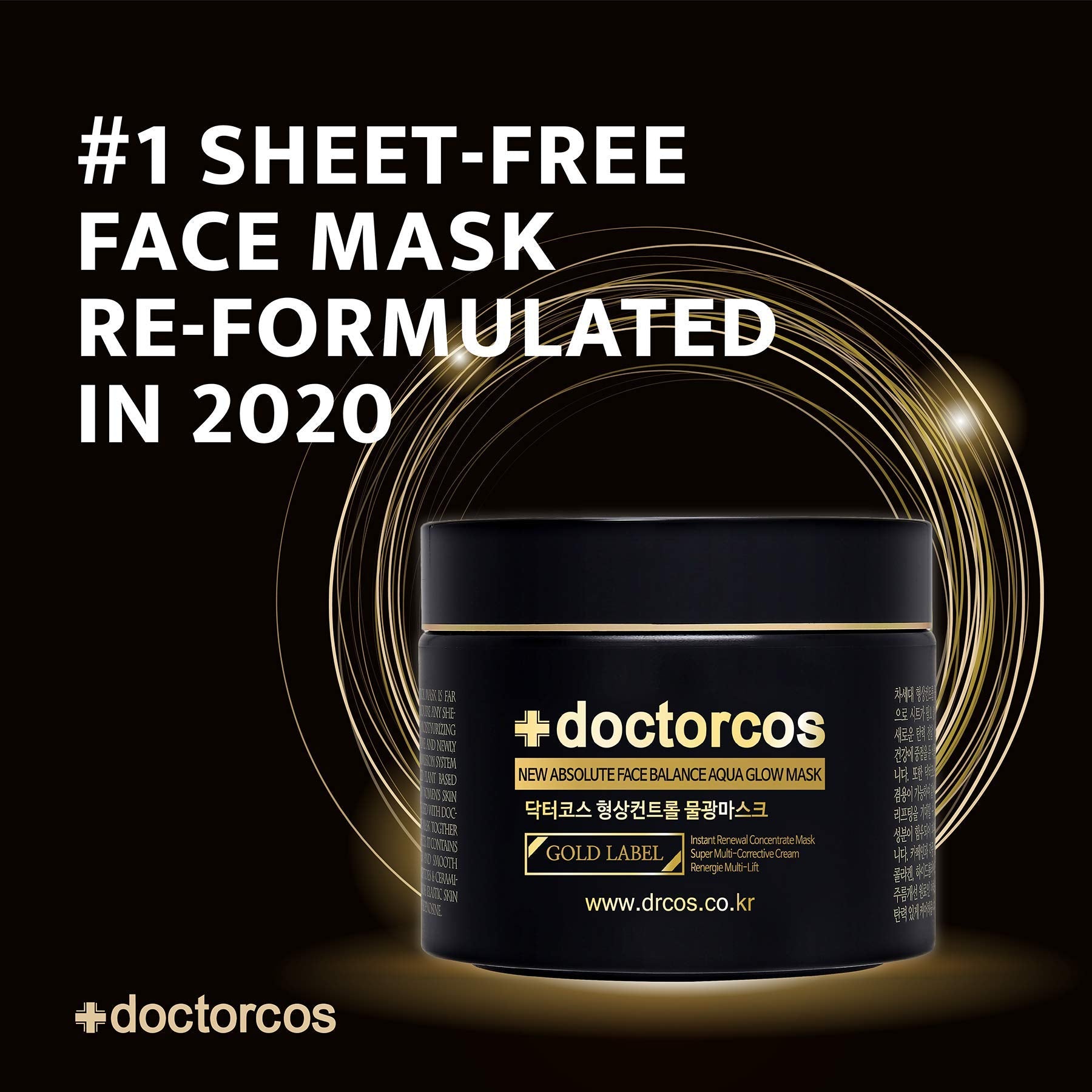 DOCTORCOS Gold Label Water Glow Mask Cream (4th Generation) | New Absolute Face Balance Aqua Glow Mask | Moisturizing Sleeping Pack | Face Lifting & Wrinkle Improvement | Korean Skincare | 3.71 oz