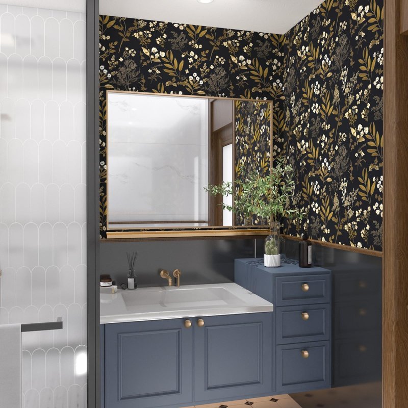 Laatse Vintage Wallpaper Peel and Stick Black Floral Wallpaper 17.5'' x 393'' Gold Leaf Contact Paper Vinyl Waterproof Self Adhesive Boho Botanical Wall Paper for Bedroom Shlef Cabinet Décor